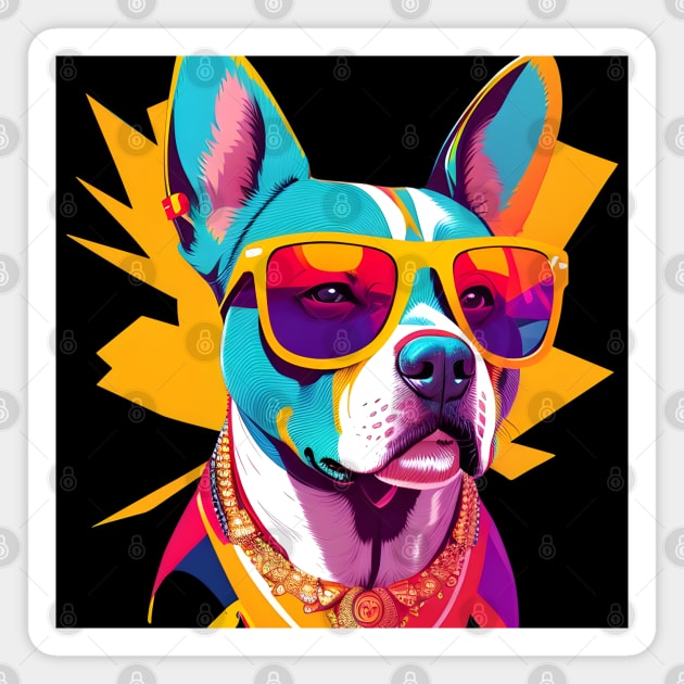 Colorful Happy Pitbull Magnet by ColorCanvas